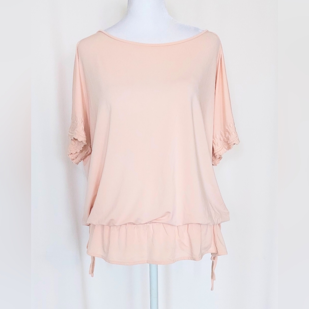 Banana Republic Short Sleeve Cinched Waist Top Blouse Pink Size Medium